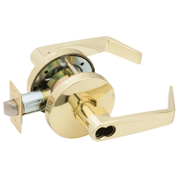 Falcon Grade 2 Storeroom Cylindrical Lock, SFIC Prep Less Core, Dane Lever, Standard Rose, Bright Brass - W581BD D 605