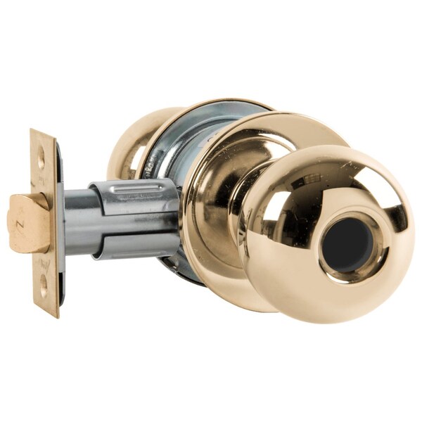 Arrow Lock Grade 2 Turn-Pushbutton Entrance Cylindrical Lock, Ball Knob, Conventional Less Cylinder, Bright Bra - MK11-BD-03-LC