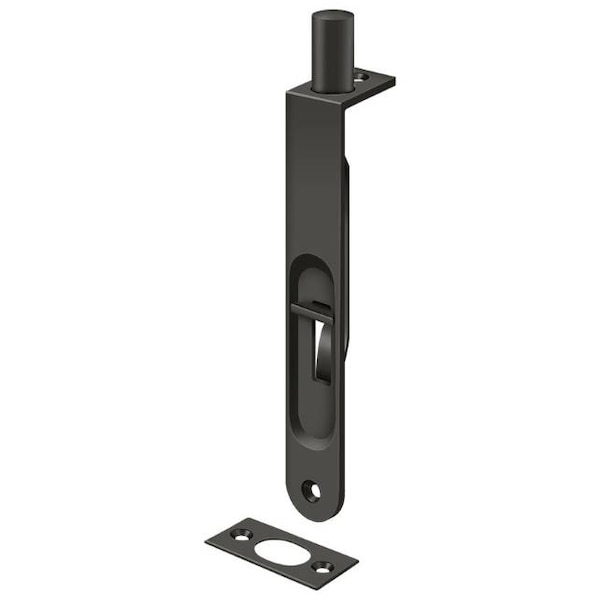Deltana Flush Bolt, Heavy Duty Round Oil Rubbed Bronze 6" - 6FBR10B