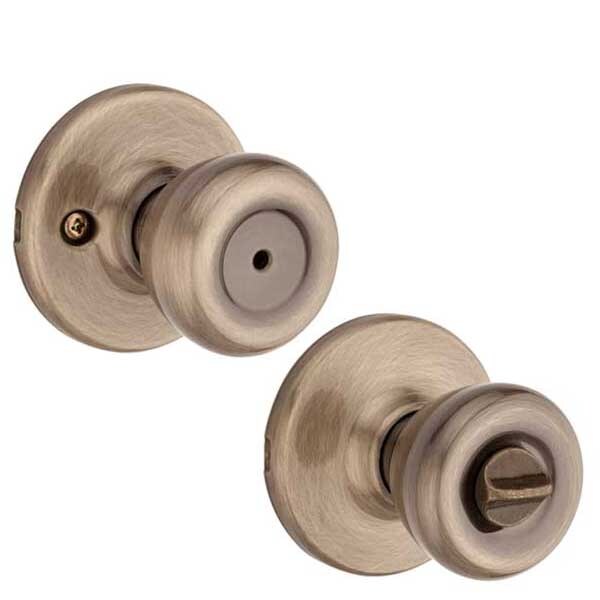 Kwikset Kwikset: Tylo Privecy Door Knob with Round Rose / Antique Brass - KWS-300T-RDT-5