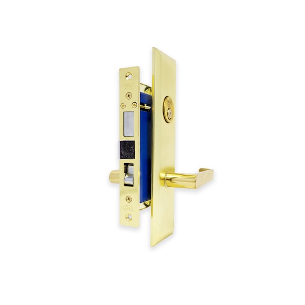 Premier Lock Brass Entry Mortise Right Hand Lock Set with 2.5 in. Backset and 2 SC1 Keys - MR03