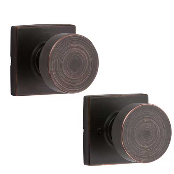 Kwikset Kwikset: Pismo Passage Door Knob with Square Rose / Venetian Bronze - KWS-720PSK-SQT-11P