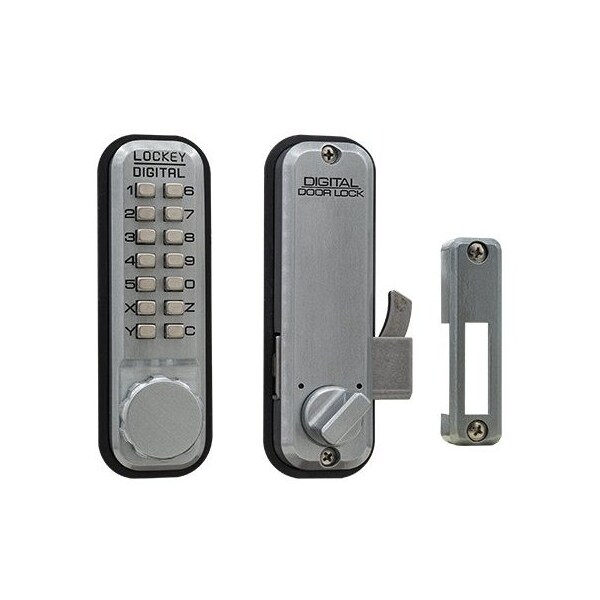 Lockey Mechanical Keyless Combination Hook Bolt Lock Fits Doors Up To 3 Thick Satin Chrome - 2500 KO SC