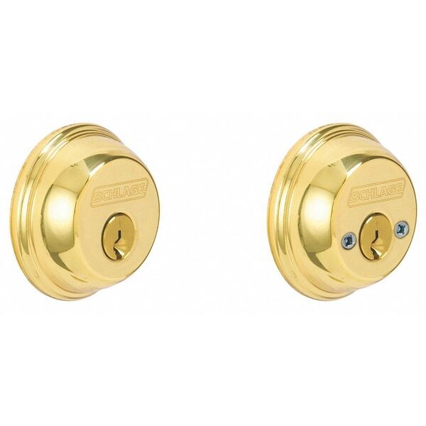 Schlage Deadbolt, HD, Polished Brass, 5 Pins - B62N 605