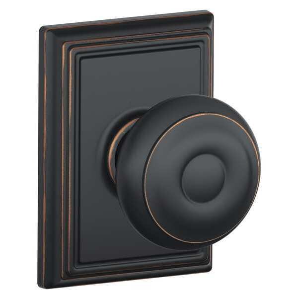 Schlage Antique Bronze Passage Knob Lockset, Georgian/Addison - F10 GEO 716 ADD