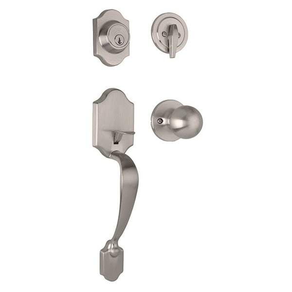 Weslock Parkside Single Cylinder Handleset with Hudson Trim Satin Nickel - 02820-NGNFR2D