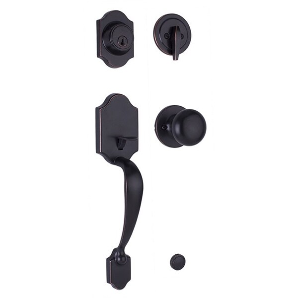 Weslock Parkside Single Cylinder Handleset with Salem Trim Oil Rubbed Bronze - 02820-1S1FR2D