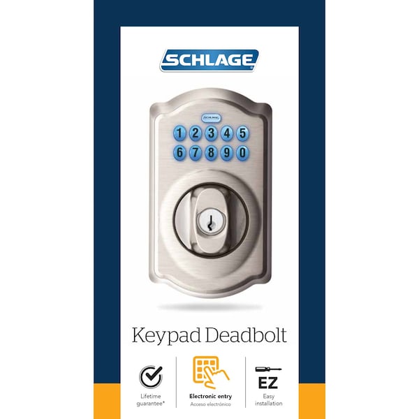 Schlage Schlage Satin Nickel Steel Electronic Deadbolt - BE365VCAM619