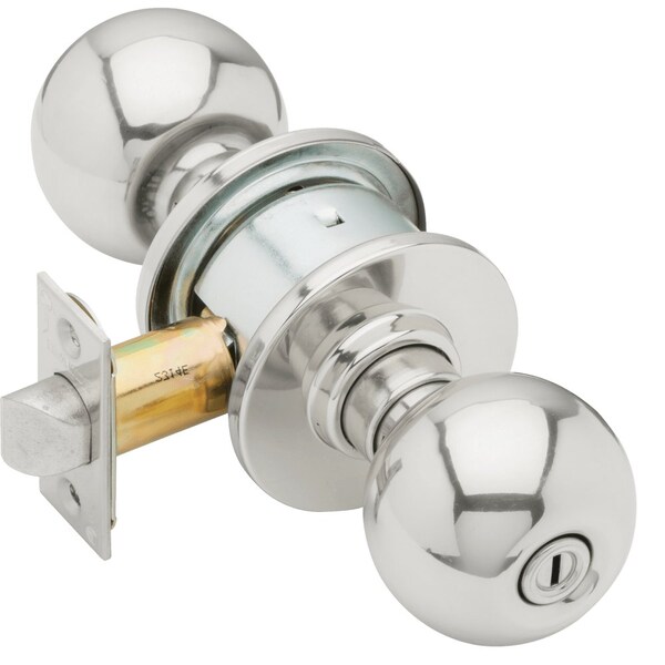Schlage Grade 2 Privacy Cylindrical Lock, Orbit Knob, Non-Keyed, Bright Chrome Finish, Non-handed - A40S ORB 625