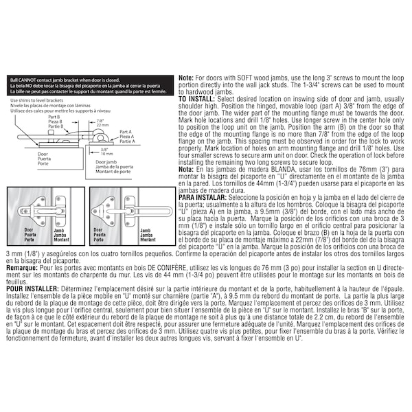 Prime-Line Swing Bar Door Guard With High Security Auxiliary Lock, Chrome Finish Single Pack - U 11318