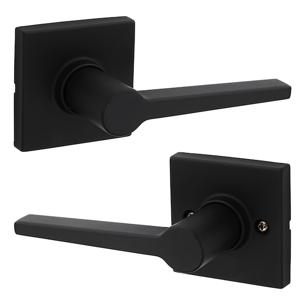 Safelock Daylon Lever with Square Rose Passage Lock with RCAL Latch and RCS Strike Matte Black Finish - SL1000DALSQT-514