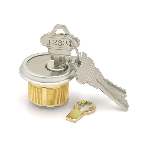 Ecs Hardware Durable Premium Mortise Cylinder, 1 in 26D Satin Chrome SC1/ with Ring and Master Key - ECSH-MC01-26D-SC1-M