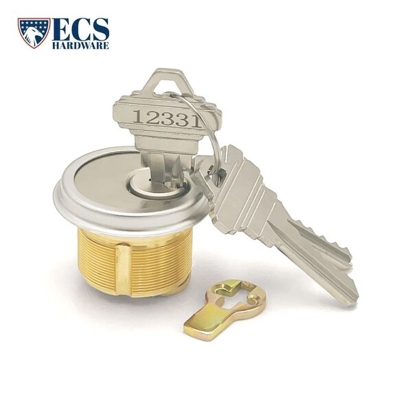 Ecs Hardware Durable Premium Mortise Cylinder, 1 in 26D Satin Chrome SC1/ with Ring and Master Key - ECSH-MC01-26D-SC1-M
