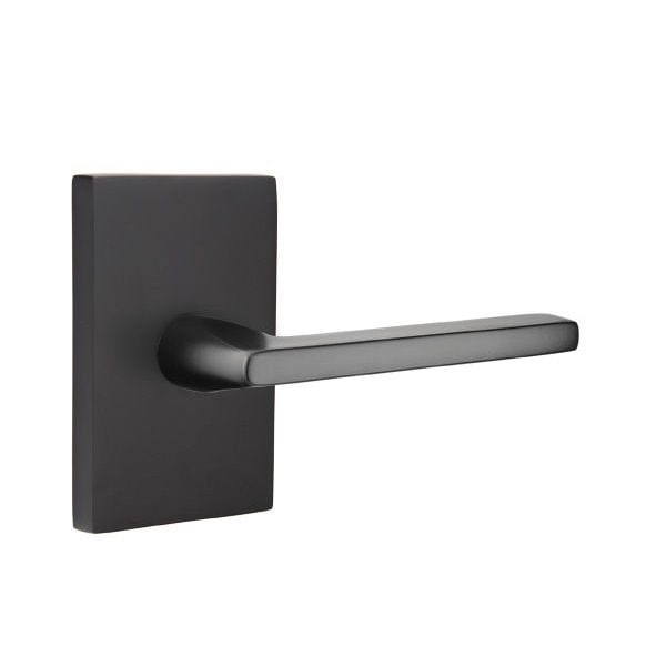 Emtek Helios Lever Right Hand 2-3/8 in Backset Privacy w/Modern Rectangular Rose for 1-1/4 in to 2 in Door - 5212HLOUS19RH