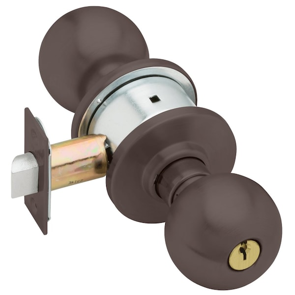 Schlage Grade 2 Entrance Cylindrical Lock, Orbit Knob, Conventional Cylinder, Aged Bronze Finish, Non-handed - A53PD ORB 643E