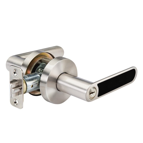 Yale Real Living YH Collection Kincaid Lever with Black Inlay and Flat Round Rose Keyed Entry Lock with Kwikset Keywa - YR71KCBFR619