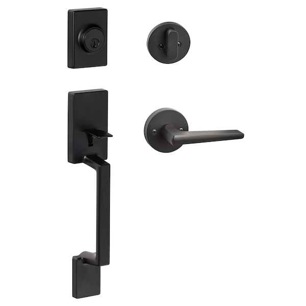 Sure-Loc Hardware Sure-Loc Hardware Stockholm Handleset, Basel Round Handleset Trim, Flat Black - SH507-R-BS-RD FBL