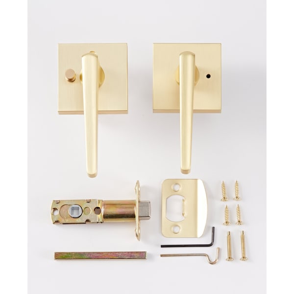 Sure-Loc Hardware Sure-Loc Hardware Basel Square Privacy Lever, Reversible Handing, Satin Brass - BS102-SQ SB