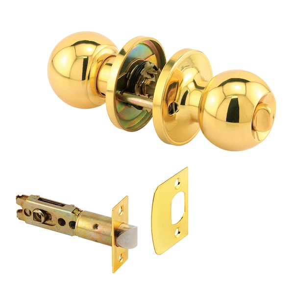 Prime-Line Privacy Knob, Fits 2-3/8 in. and 2-3/4 in. Backset, Round, Brass 1 Set - MP65020