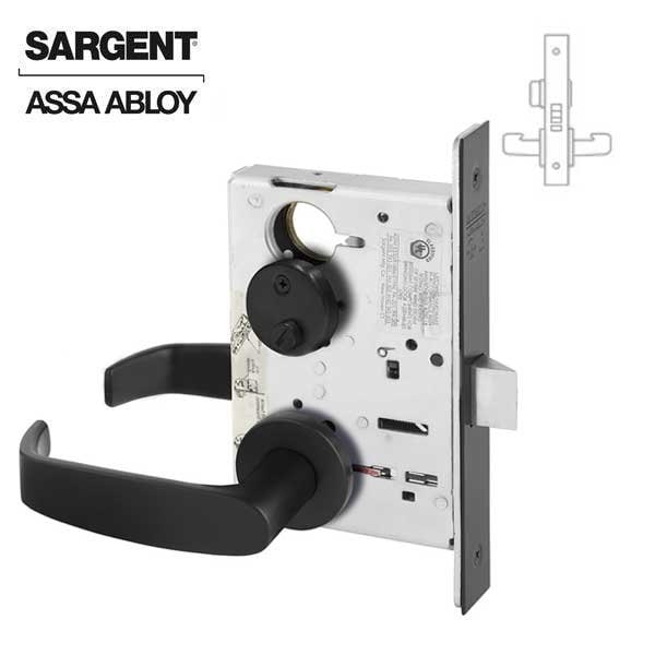 Sargent 8200 Series Mortise Lock Mechanical Privacy Bedroom or Bath LN Trim L Rose Black Suede Powder Coat - SRG-8265-LNL-BSP