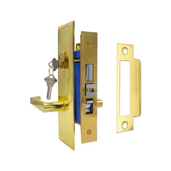 Ecs Hardware Durable Heavy Duty Mortise Lockset w/ Lever US3 Polished Brass, 2-3/4 in Larger Backset, Left Handed - ECSH-MLWL234-PB-SC1-LH