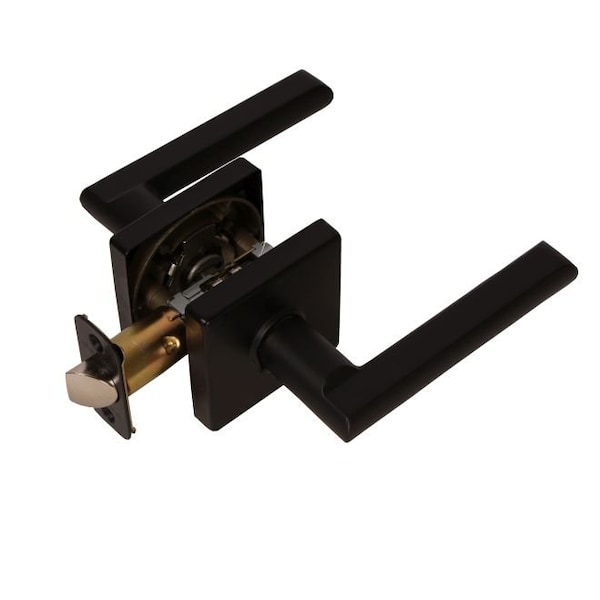 Pamex Onyx Lever with Square Rose Passage Lockset Grade 3 Matte Black Finish - FLS903C