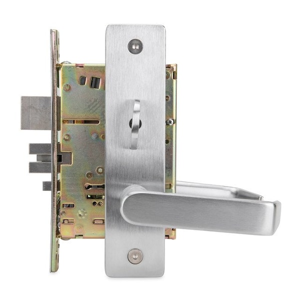 Trans Atlantic Co. DXML Series Brushed Chrome Grade 1 Privacy Mortise Lock Door Handle with Escutcheon Right-Handed Lever - DL-DXML40SERH-US26D