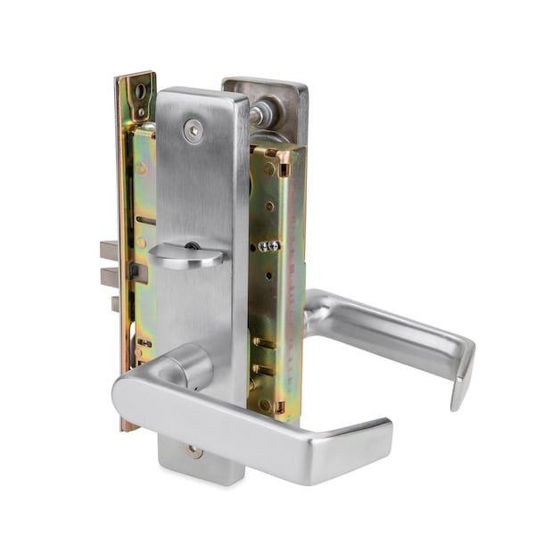 Trans Atlantic Co. DXML Series Brushed Chrome Grade 1 Privacy Mortise Lock Door Handle with Escutcheon Right-Handed Lever - DL-DXML40SERH-US26D