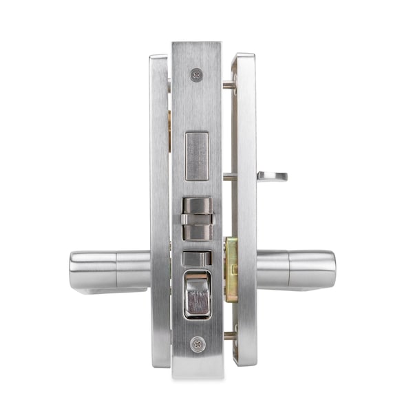 Trans Atlantic Co. DXML Series Brushed Chrome Grade 1 Privacy Mortise Lock Door Handle with Escutcheon Right-Handed Lever - DL-DXML40SERH-US26D