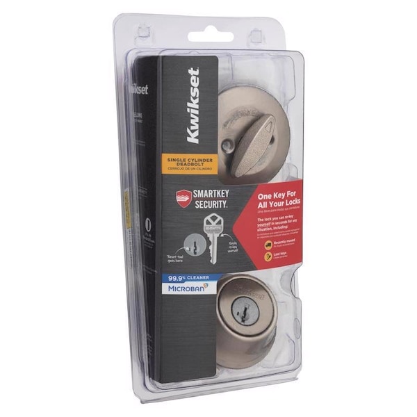 Kwikset Kwikset SmartKey Security Satin Nickel Metal Single Cylinder Deadbolt - 96600-750