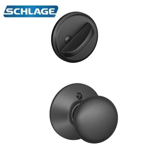Schlage HANDLESET PLY SGL CYL 622, PLYMOUTH STYLE, SINGLE CYLINDER, INSIDE ONLY, MATTE BLACK - SCH-F59-PLY-622