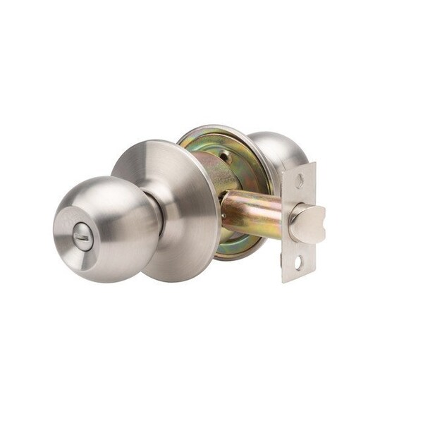 Global Door Controls GLC Series Brushed Chrome Grade 3 Commercial/Residential Privacy Door Knob with Lock - GLC-5140B-626