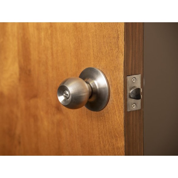 Global Door Controls GLC Series Brushed Chrome Grade 3 Commercial/Residential Privacy Door Knob with Lock - GLC-5140B-626