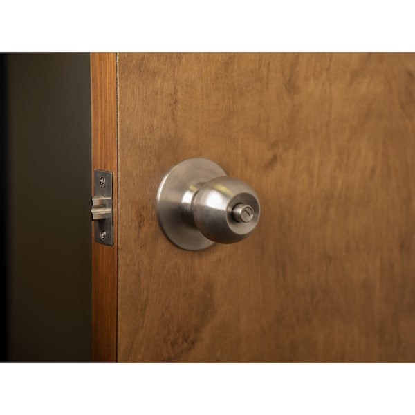 Global Door Controls GLC Series Brushed Chrome Grade 3 Commercial/Residential Privacy Door Knob with Lock - GLC-5140B-626