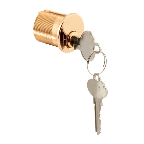 Prime-Line Mortise Cylinder, 1-1/4 in., Solid Polished Brass, 5 Pin Tumbler Single Pack - E 2562