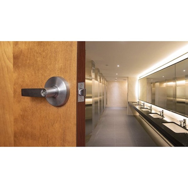 Global Door Controls Eiffel Standard Duty Brushed Chrome Grade 2 Commercial Cylindrical Privacy Bed/Bath Door Handle with Lock and Clutch - GAL-1140L-R-626