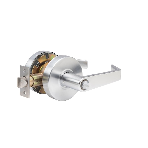 Global Door Controls Eiffel Standard Duty Brushed Chrome Grade 2 Commercial Cylindrical Privacy Bed/Bath Door Handle with Lock and Clutch - GAL-1140L-626-M