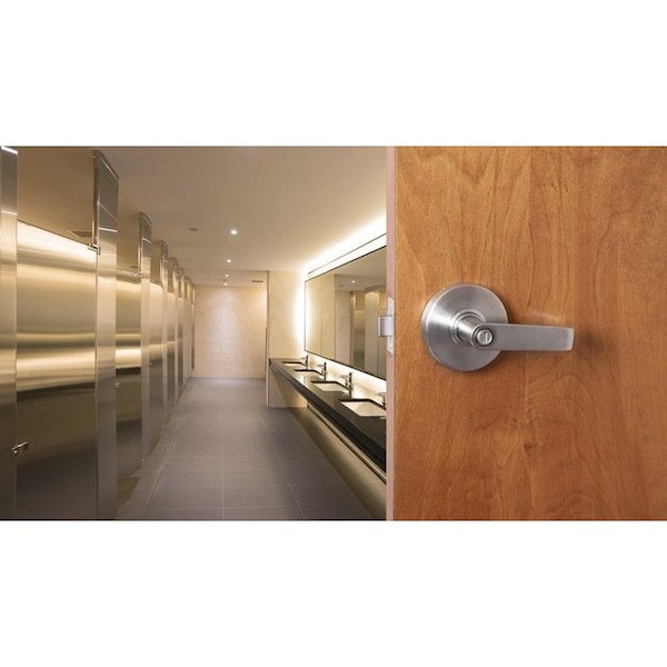 Global Door Controls Eiffel Standard Duty Brushed Chrome Grade 2 Commercial Cylindrical Privacy Bed/Bath Door Handle with Lock and Clutch - GAL-1140L-626-M