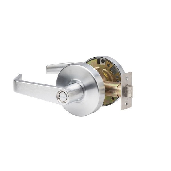Global Door Controls Eiffel Standard Duty Brushed Chrome Grade 2 Commercial Cylindrical Privacy Bed/Bath Door Handle with Lock and Clutch - GAL-1140L-626-M