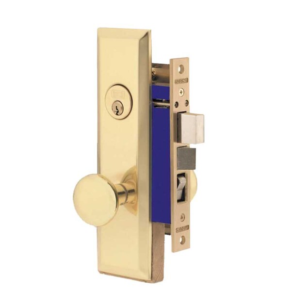 Marks METRO MORTISE APARTMENT KNOB LOCKSET HD - ENTRANCE - 1-1/16 X 7-5/8 - POLISHED BRASS - LEFT H - MRK-114A-3-LH