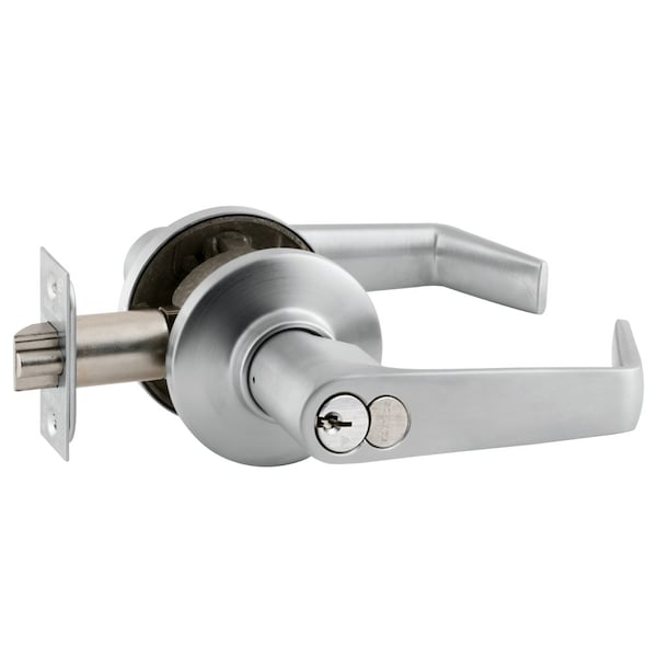 Schlage Grade 2 Tubular Lock, Entrance/Office Function, Schlage FSIC Core, Saturn Lever, Satin Chrome Finish - S51RD SAT 626