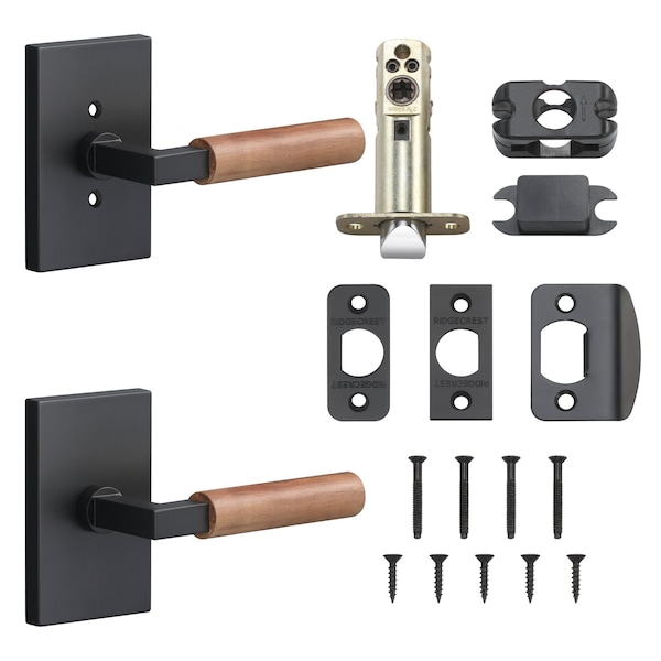 Sure-Loc Hardware Sure-Loc Hardware Levanto Passage Rosette, Flat Black, Walnut Grip - LV101 FBL GRIP-WN