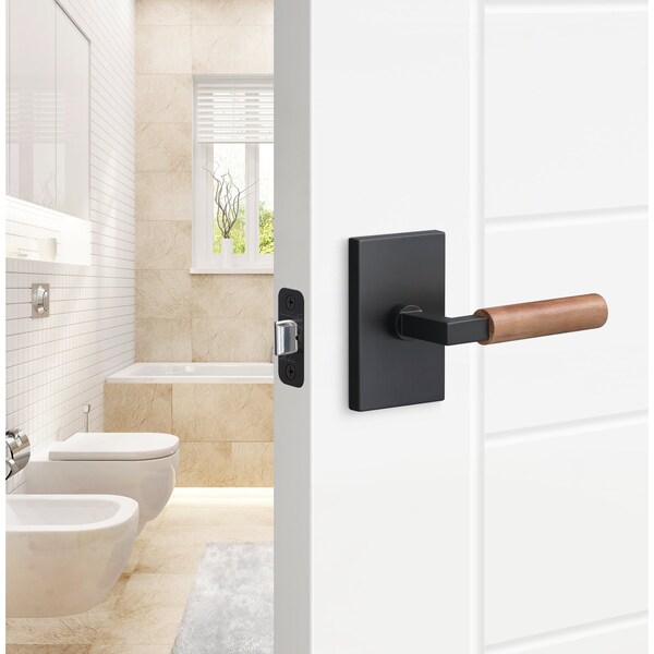 Sure-Loc Hardware Sure-Loc Hardware Levanto Passage Rosette, Flat Black, Walnut Grip - LV101 FBL GRIP-WN