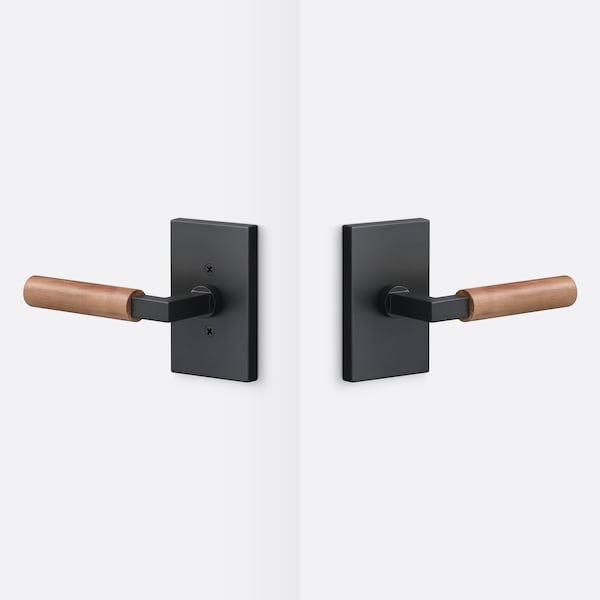 Sure-Loc Hardware Sure-Loc Hardware Levanto Passage Rosette, Flat Black, Walnut Grip - LV101 FBL GRIP-WN