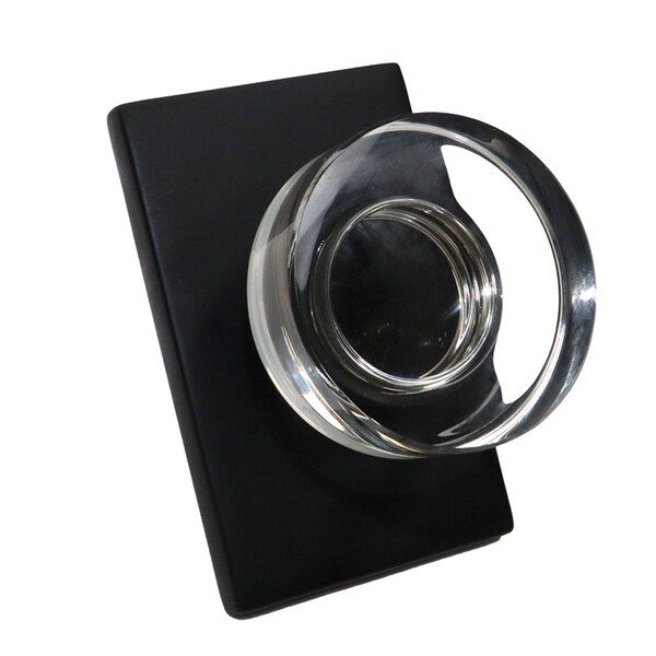 Emtek Modern Disc Crystal Knob 2-3/8 in Backset Privacy for 1-1/4 in to 2 in Door - 5212MDCUS19