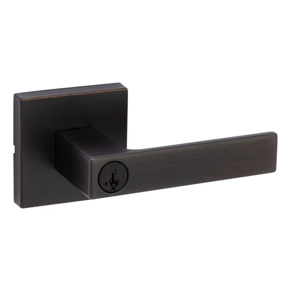 Kwikset Singapore Lever , Square Rose Entry Door Lock SmartKey , RCAL Latch, RCS Strike Venetian Bronze Finish - 740SALSQT-11PS