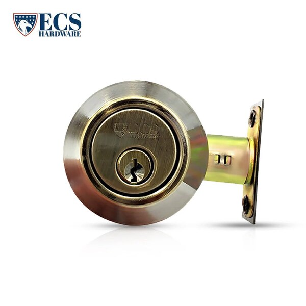 Ecs Hardware Durable Combo Lockset w/ Single Knob & Deadbolt, Entrance, Antique Bronze, Grade 3 SC1 - ECSH-3607-AB-SC1