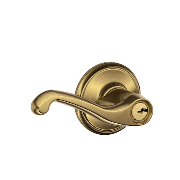 Schlage Schlage Flair Antique Brass Entry Door Knob 1-3/8 in. - F51VFLA609