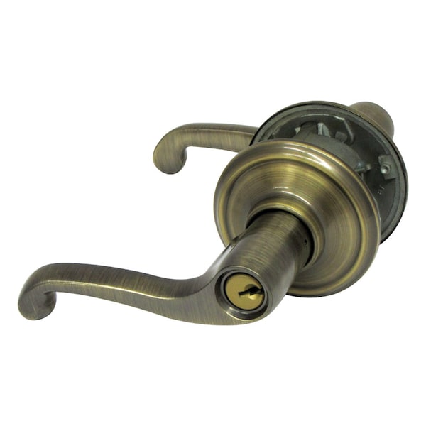Schlage Schlage Flair Antique Brass Entry Door Knob 1-3/8 in. - F51VFLA609