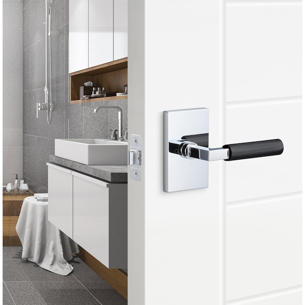 Sure-Loc Hardware Sure-Loc Hardware Levanto Privacy Rosette, Polished Chrome, Knurled Grip in Flat Black - LV102 26 GRIP-KN FBL